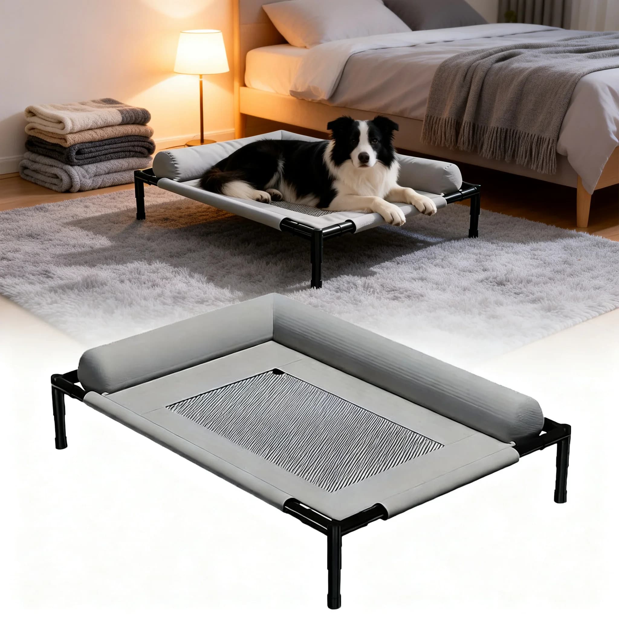 Cuccia rialzata rinfrescante lavabile per cani, amaca portatile in rete traspirante per gatti e cani, da interno ed esterno, antigraffio, resistente HD