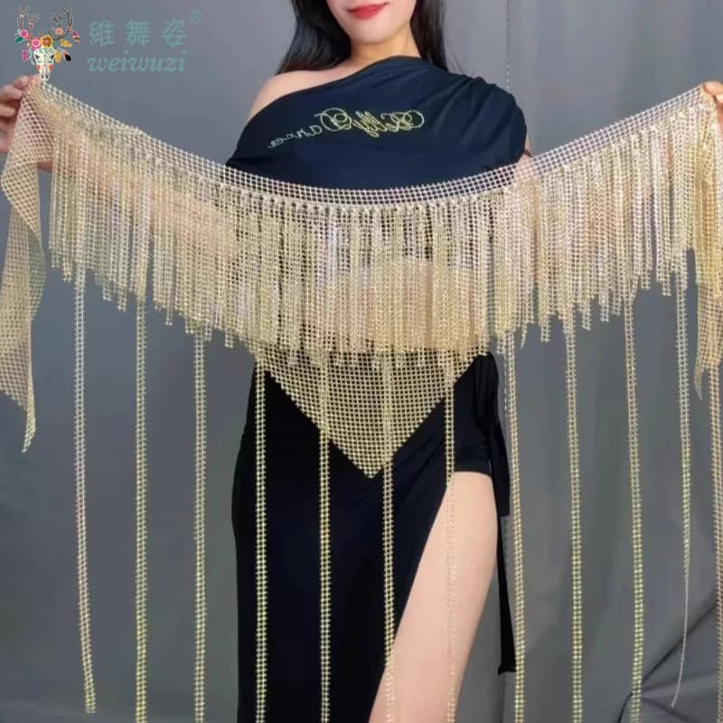 Belly Dancing Fringe Belts Senior AB Stones Triangle Tassel Hip Scarf Adult and Children Oriental Dance Competition Accessories