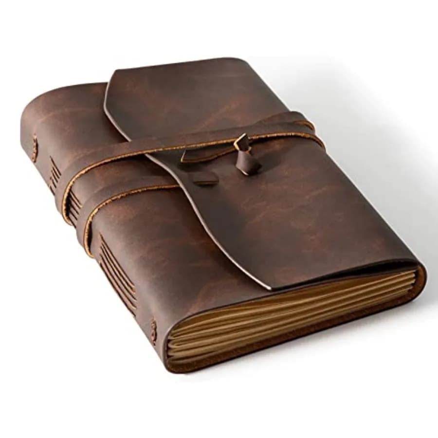 Leather Journal Notebook - Genuine Leather Journals for Writing 260 Pages 5x7.1 Inch Vintage Journal For Man and Women Gifts Fo