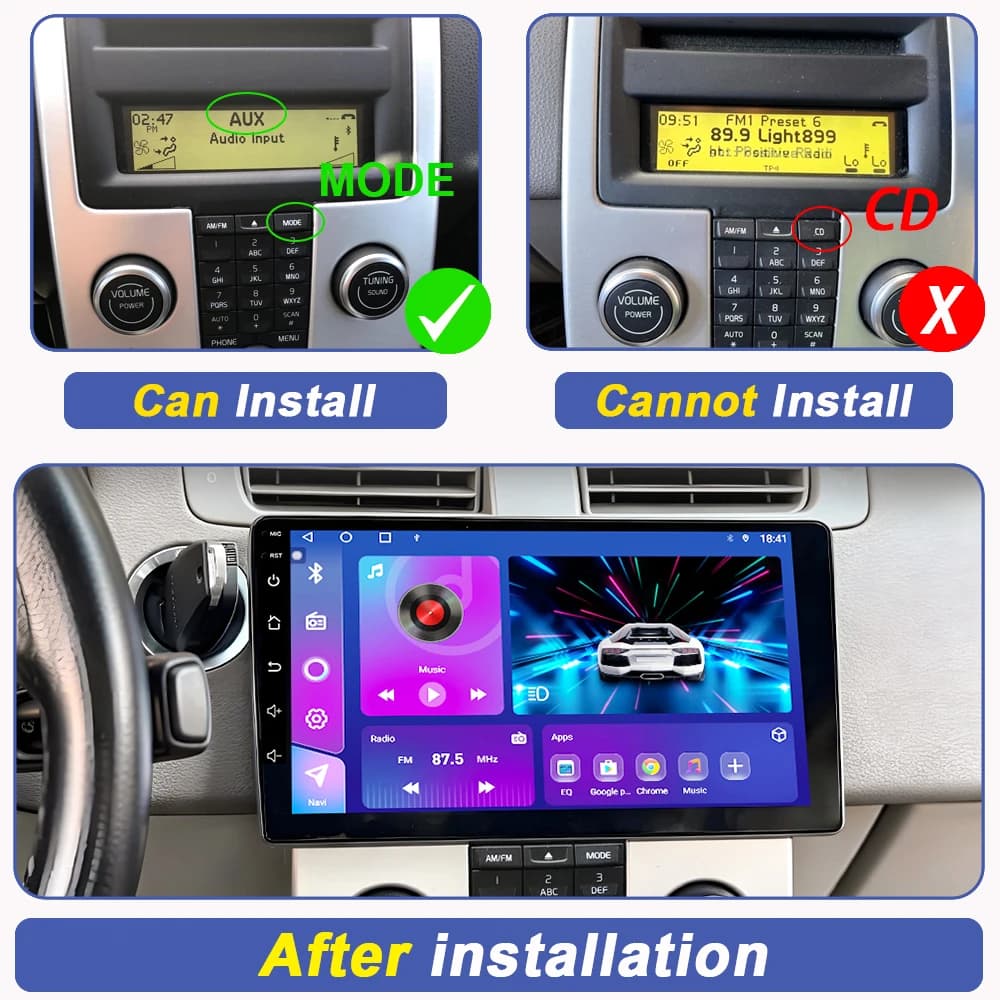 Android 16 For Volvo C30 S40 V50 C70 2004 2005 2006 2007 2008 - 2012 Car Radio Multimedia Player Navigation GPS Stereo Head Unit