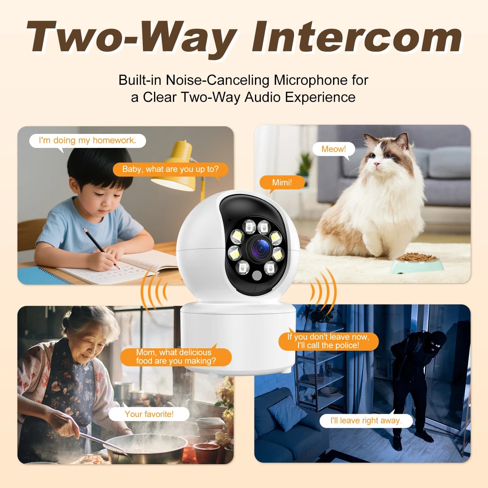 1080P Smart WIFI Security Protection Pet Baby Monitor Camera Full Color Night Vision Automatic Tracking Two-Way Audio