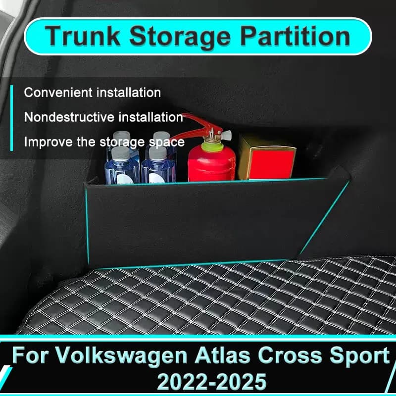 Per Volkswagen Atlas Cross Sport 2022 ~ 2025 Teramont X Auto Ispessimento Tronco Scatola di Immagazzinaggio Organizzatore Partizione Lato Auto Accessorie