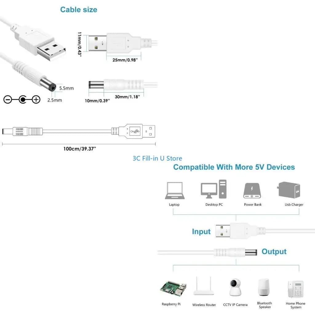 Cavo alimentazione G8TA da USB a DC5V con 8 adattatori per luci LED, fotocamere, tablet Elettronica Cavo ricarica UBS