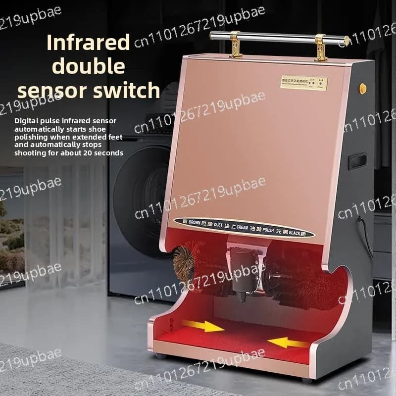 Spazzola Elettrica Verticale Commerciale per Lucidatura Scarpe con Sensore Completamente Automatico per Hall di Hotel