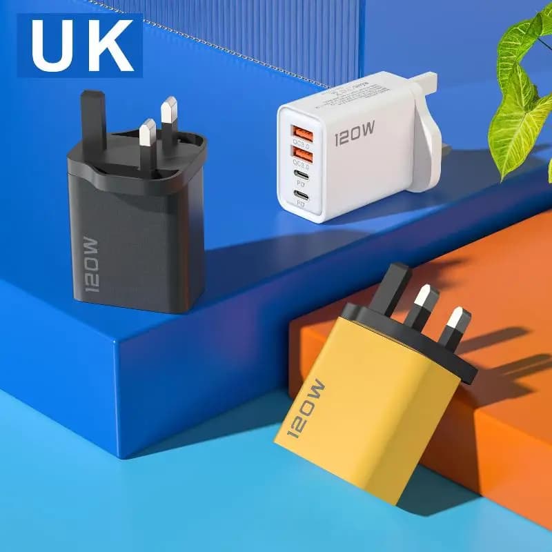 ~* New Sale 1Pcs EU US UK Plug Travel 4 Port 120W USB C Fast Charger Station PD QC3.0 Wall Adapter For Phone