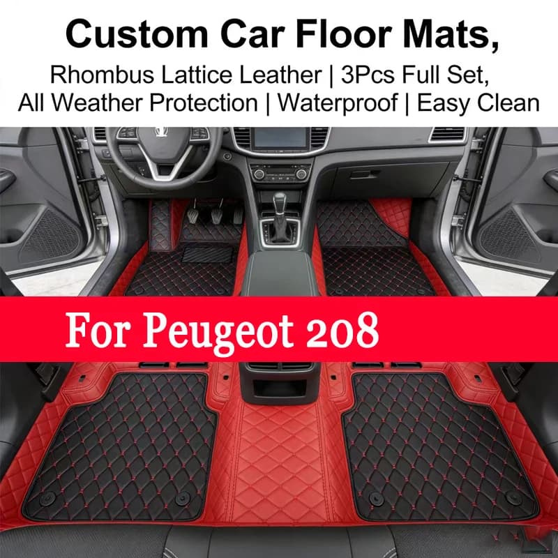 Tappetini per auto per Peugeot 208 A9 2012~2018 Set di tappetini anti sporco Accessori per auto