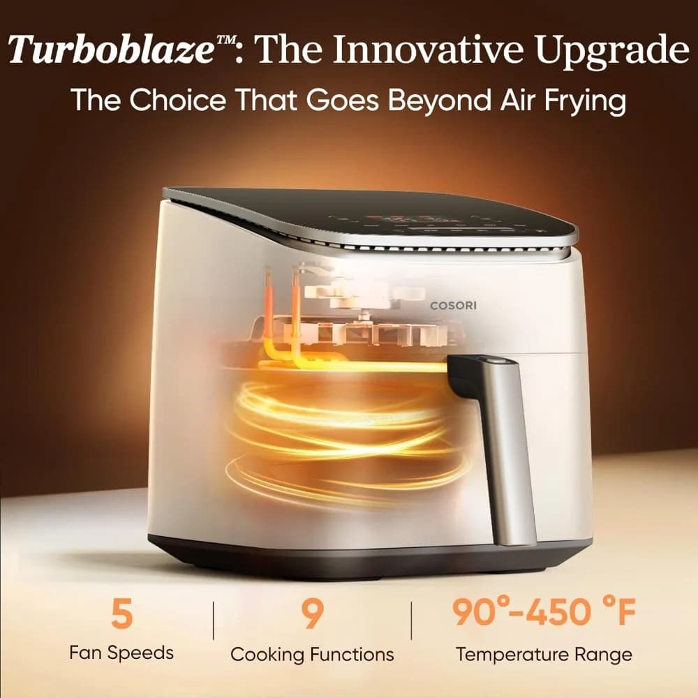 6Qt Smart Air Fryer Oven with Precise Temp Control 90-450F for Roasting Baking Broiling-NEW