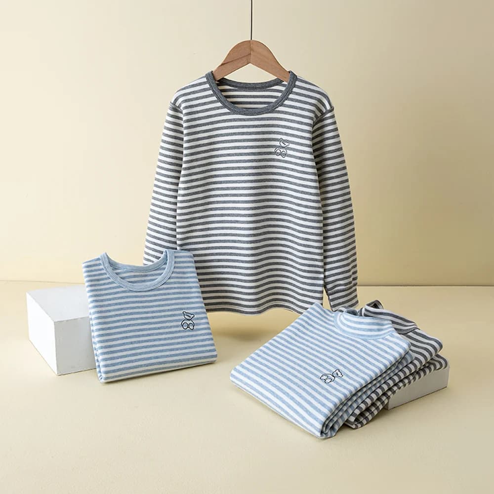 Autumn Baby Kids Thermal Children's Pajamas Lycra Cotton Long Sleeve Bottom Shirt Top Middle Neck