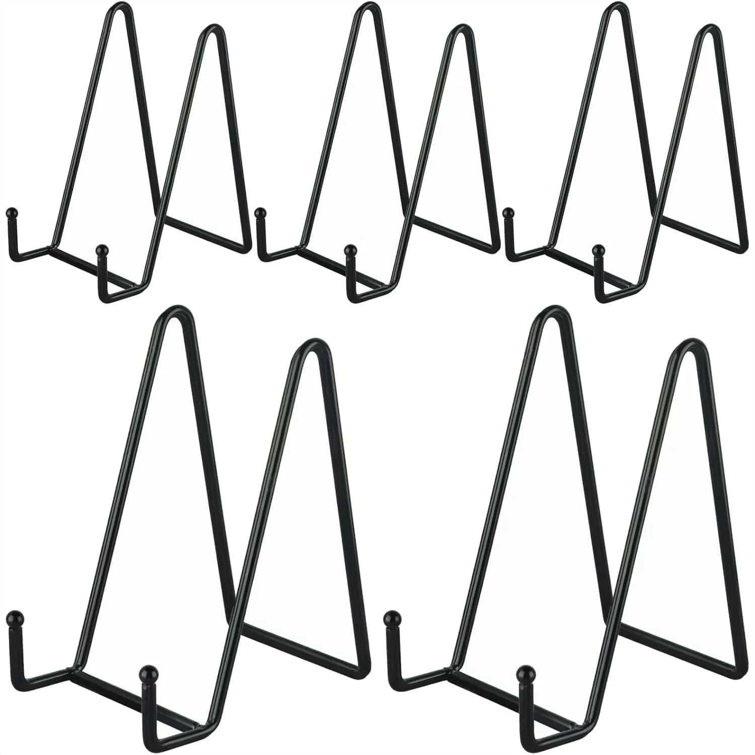Confezione da 5 Supporti Espositivi per Piatti da 6 Pollici, Cavalletto in Metallo Nero per Quadri, Libri, Foto, Oggetti da Collezione