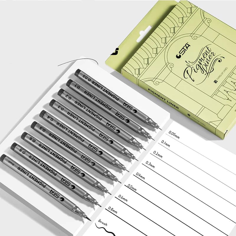 Penne Professionali per Disegno a Linea Sottile 0.1/0.2/0.3/0.4/0.5, Penne a Punta Fine Impermeabili, Penne Gel per Design Manga e Schizzi