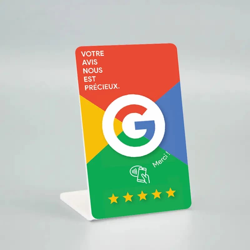 Waterproof NFC Stand Display French Germany Language NFC Card Simple with Google Review Waterproof