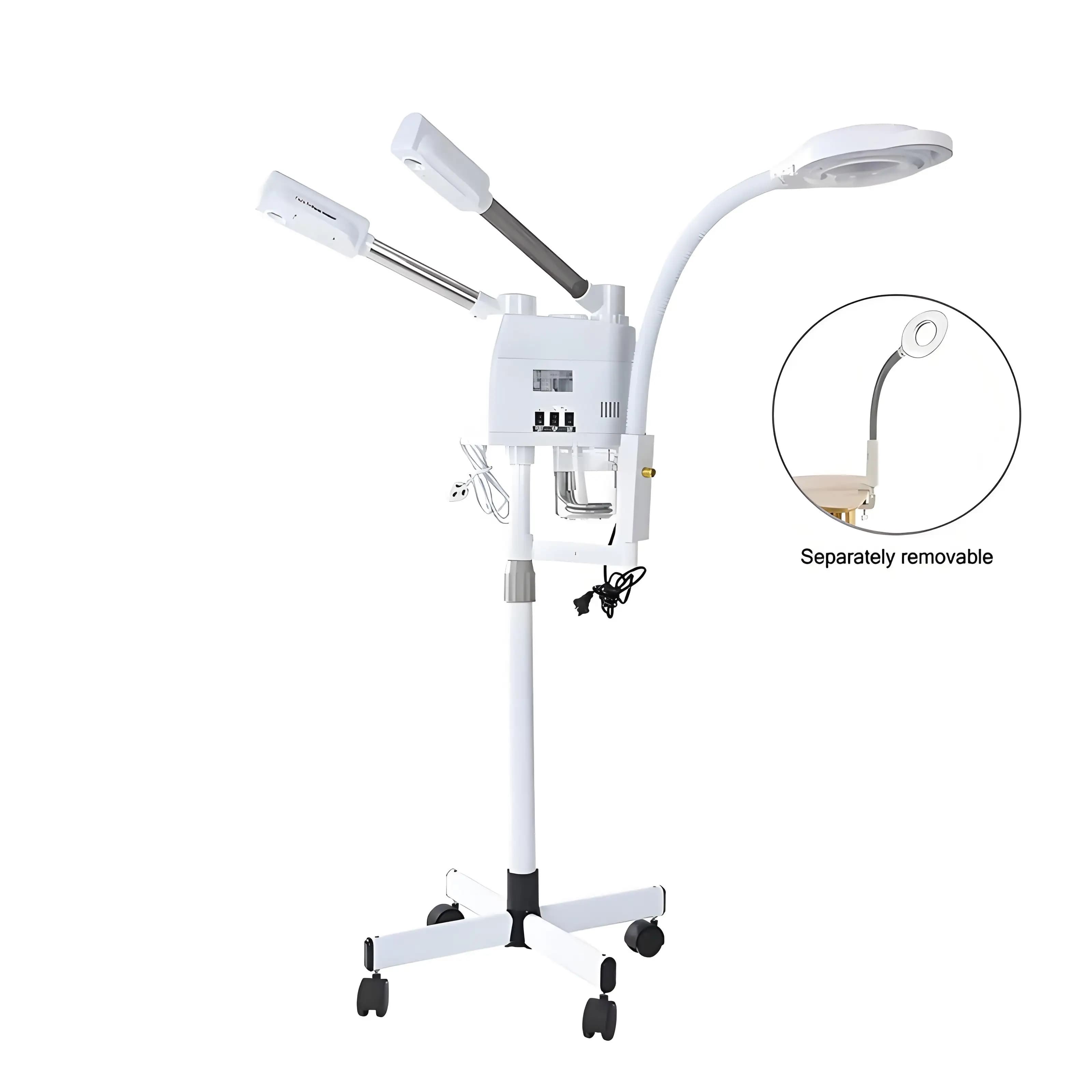 Vaporizzatore facciale Vaporizzatore a vapore caldo freddo Ozono 3 in 1 Umidificatore di aggiornamento nano ionico con lampada d'ingrandimento a LED 8X Salone di bellezza Spa