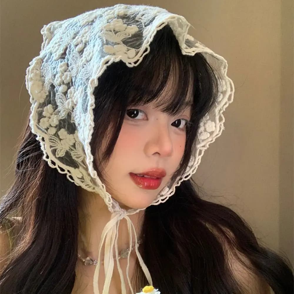 Sweet Countryside Style Triangle Bandana Turban Hair Band Lace Hair Scarf Headbands Wraps Triangle Scarf Travel