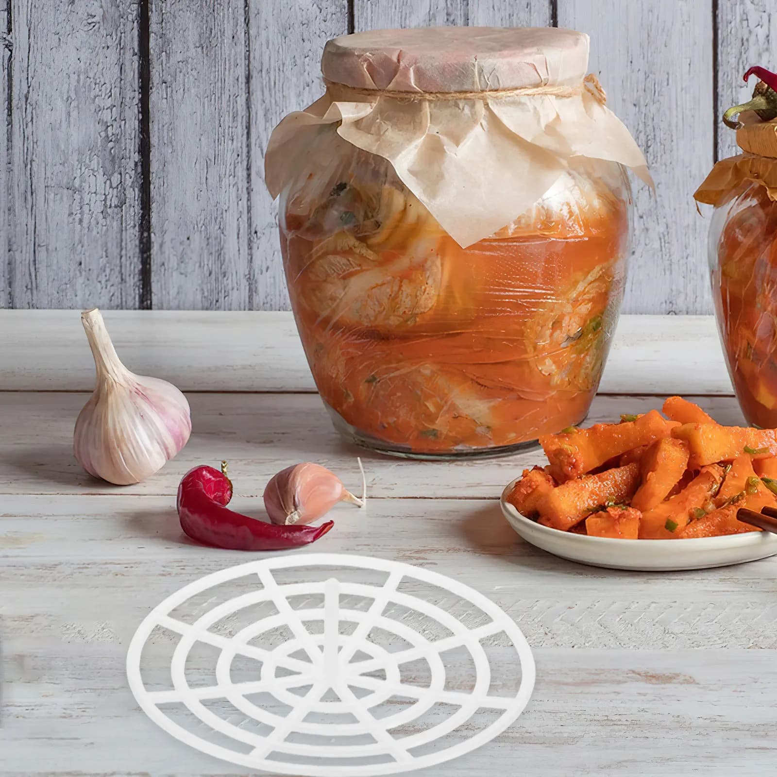 10 Pezzi Pressa a Rete in Plastica per Barattoli di Fermentazione, Peso di Pressione per Sottaceti, Accessori per Barattoli di Sottaceti