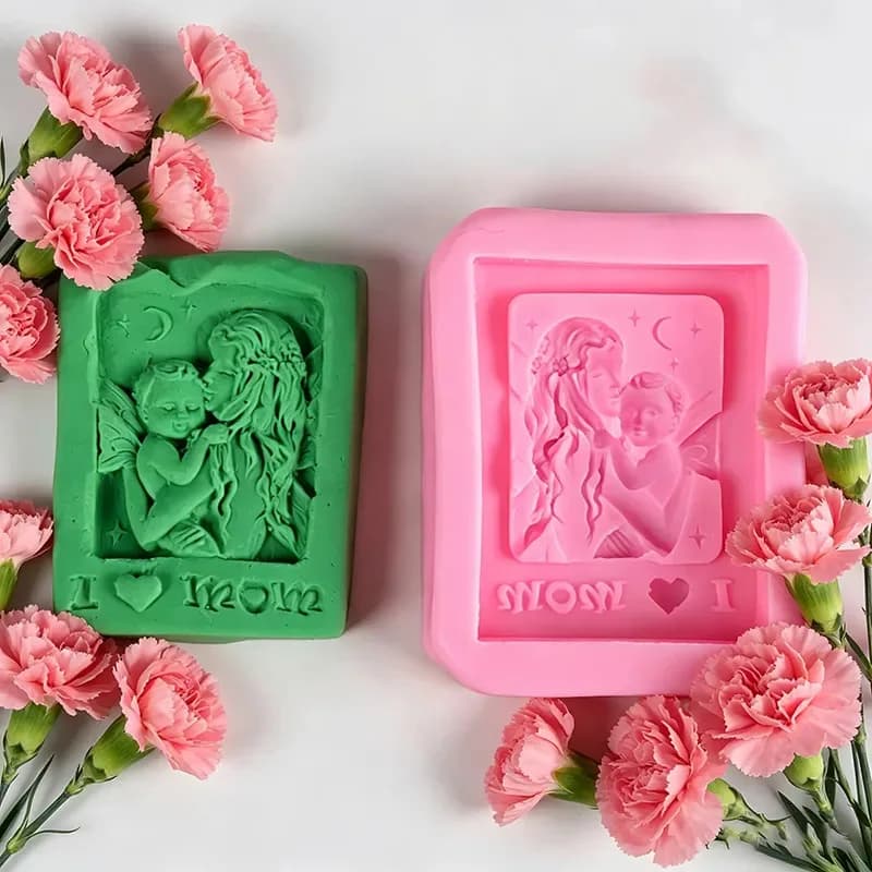 Square Mother's Day I Love MOM Silicone Mold DIY Resin Mold for Handmade Soap Candle Mother Day Gift Craft Decoration
