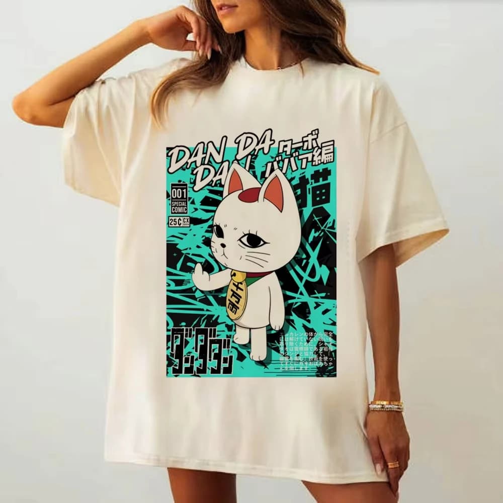 Magliette Dandadan, Abbigliamento Coreano Estetico per Adolescenti, T-Shirt con Grafiche Colorate Kawaii, Cultura Pop, Stile Estetico Anni '80 e '00