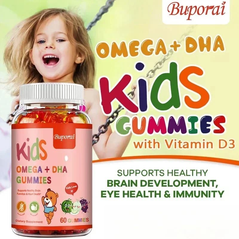OMEGA + DHA gumella, with vitamin D, children's football, multivitamin for children, brain health support, promata nutrition, energy