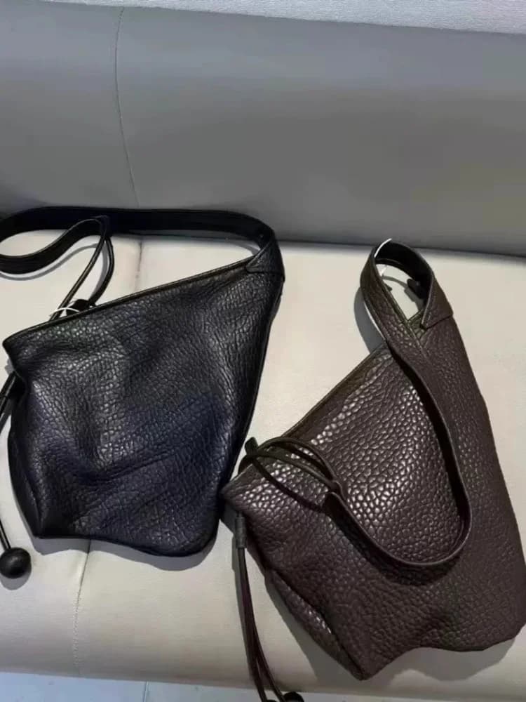 Korean Retro Handbag Women's Commuter oulder Crossbody Bag Soft Cow Horn ape Dumpling Bag Daily Use Fem Purse