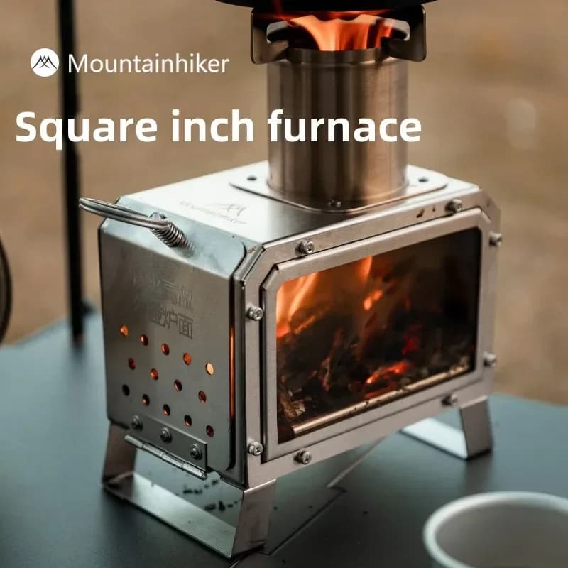 MOUNTAINHIKER Portable firewood stove, stainless steel, outdoor fireplace Picnic Hiking Camping Wood stove