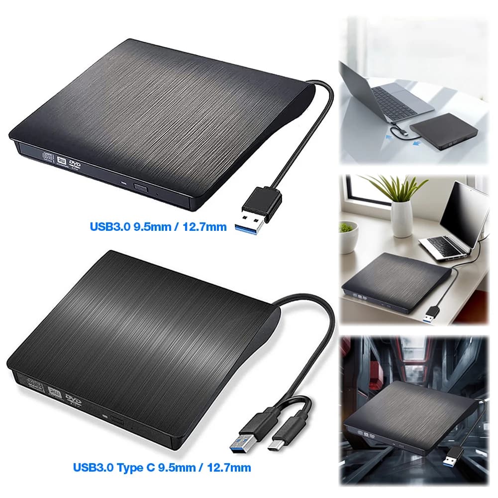 Box esterno sottile USB 3.0/USB 3.0 + Type-C per DVD/SSD da 9,5 mm/12,7 mm, Caddy USB per SSD, Box esterno mobile per Laptop/Notebook