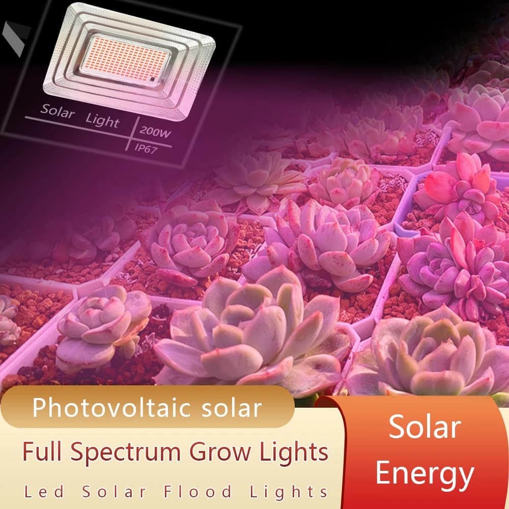 Solar projector for plant growth of 200W IP66 full spectrum bulb waterproof hydroponic lamp curtain to plant seeds of flowers in greenhouse
