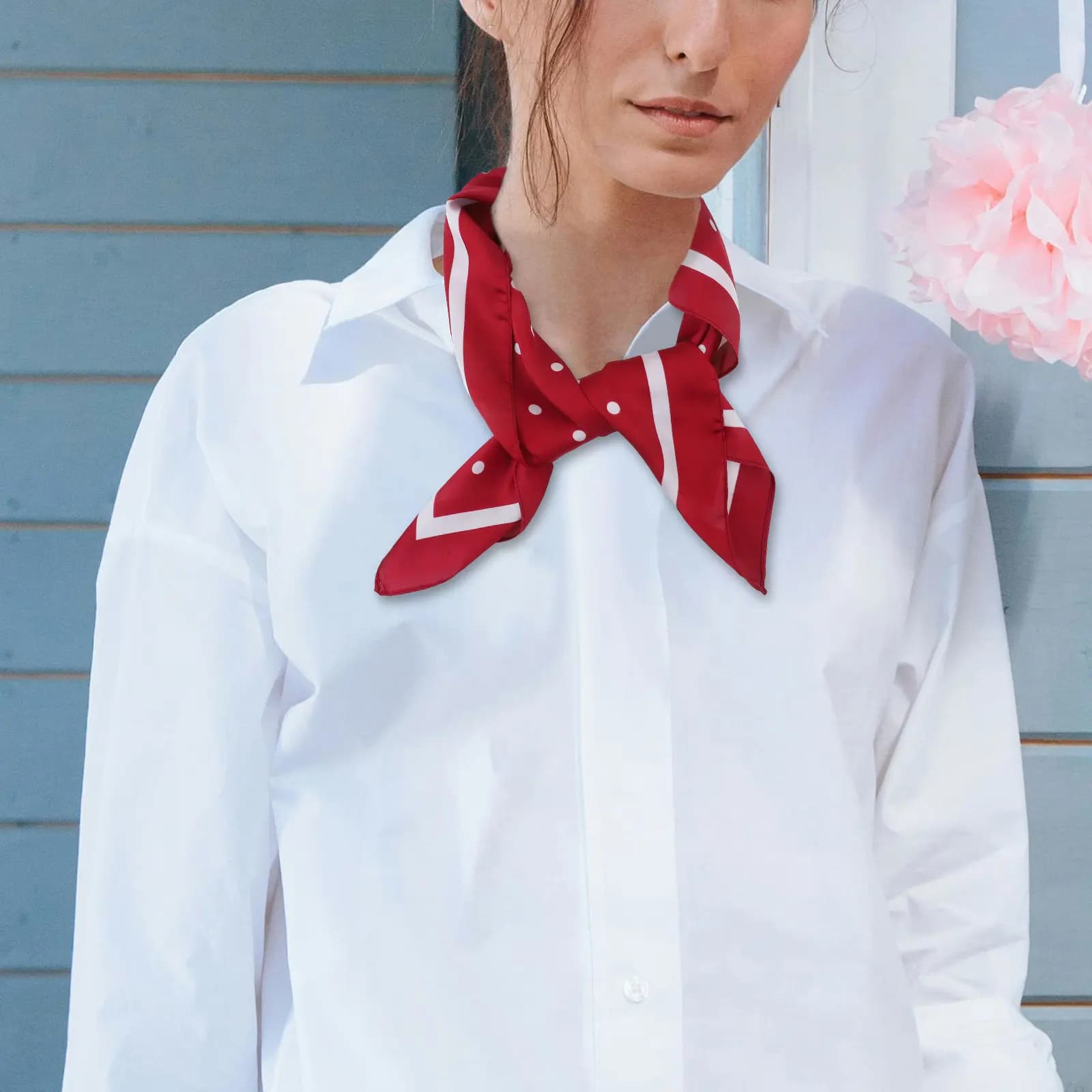 Sciarpa in Chiffon da Donna con Design a Pois, Leggera, Traspirante, Morbida, Delicata sulla Pelle, Ideale per Viaggi Estivi e Outfit da Lavoro