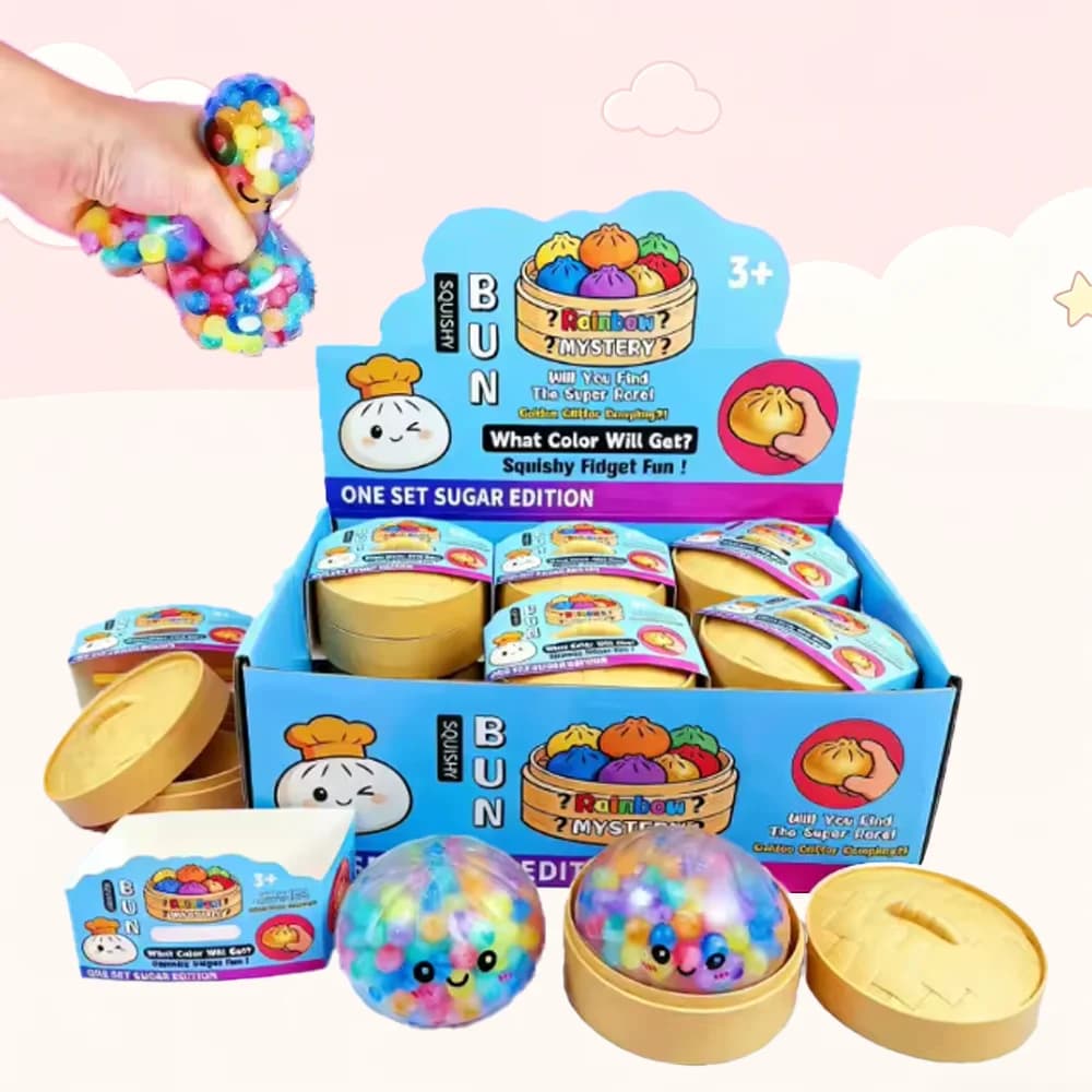 New Colorful Bubble Dumpling Squeeze with Steamer Soft Dough Ball Decompression Fidget Toy