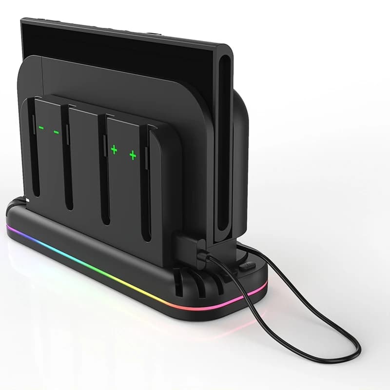 Super Sale For Switch 2 Charger Console Cooler Base with RGB Light External Game Console Stand Gamepad Charging Dock