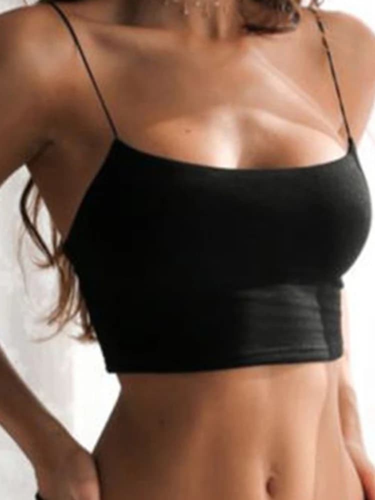 Canotta sexy Canotta nera Halter Crop Top Donna Estate Camis Canotta senza schienale Moda Casual Top a tubo Gilet corto senza maniche femminile
