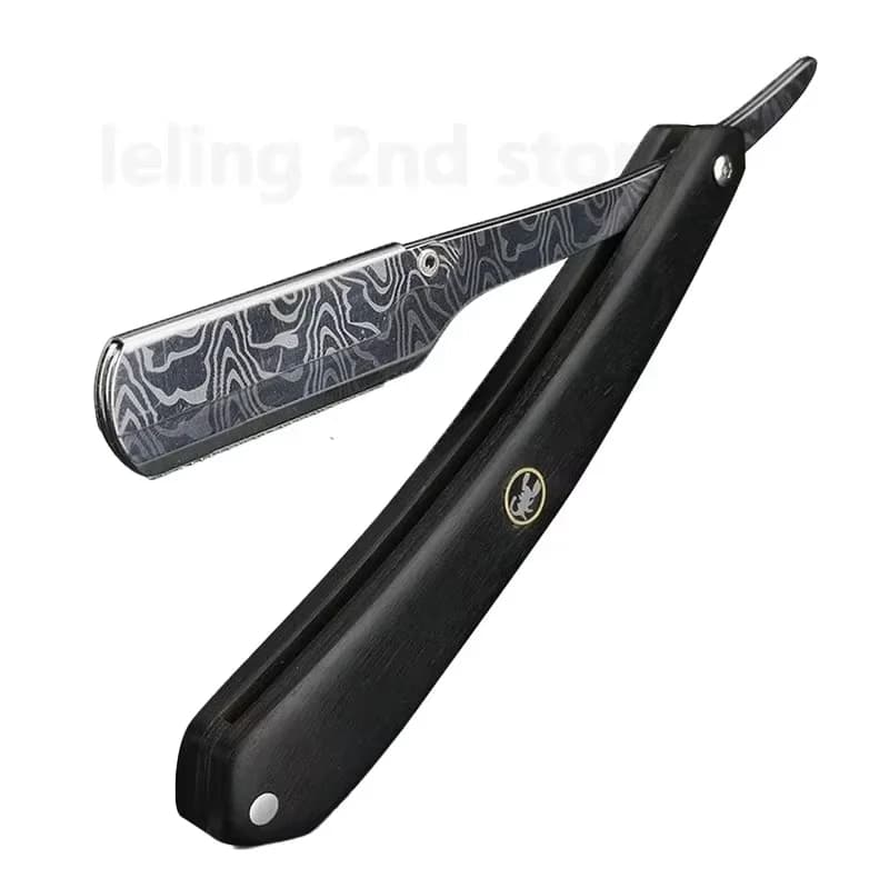 Rasoio Professionale in Legno per Barbiere, Strumento Manuale per Taglio Capelli e Barba, Lama Dritta in Acciaio Inossidabile per Uomo