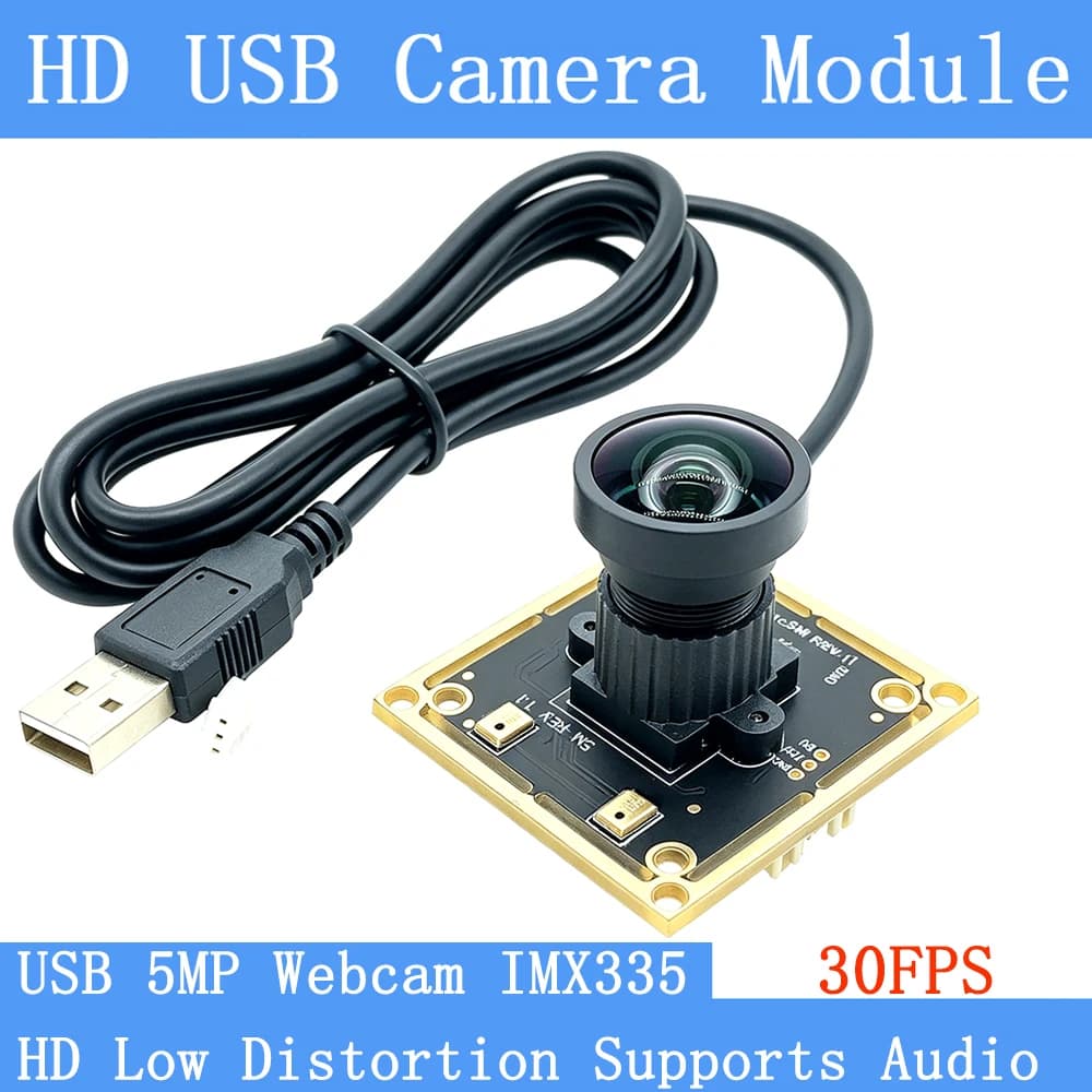 Webcam CCTV USB2.0 IMX335 UVC di Grado Industriale HD 5MP 2592x1944 30FPS Modulo Fotocamera USB con Audio per Supporto Linux