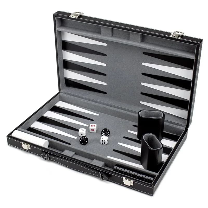 Set da gioco da tavolo per backgammon pieghevole medio premium Custodia in pelle PU Tavolo da viaggio portatile classico per adulti Festa in famiglia per bambini