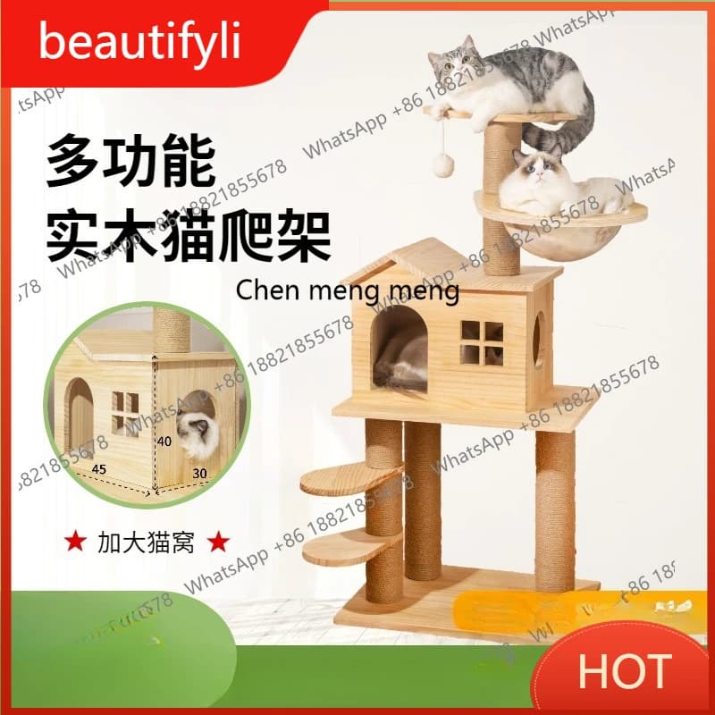 C6601 Struttura per arrampicata per gatti d in legno massello piccolo nido per gatti albero per gatti capsula spaziale integrata villa estiva multifunzione