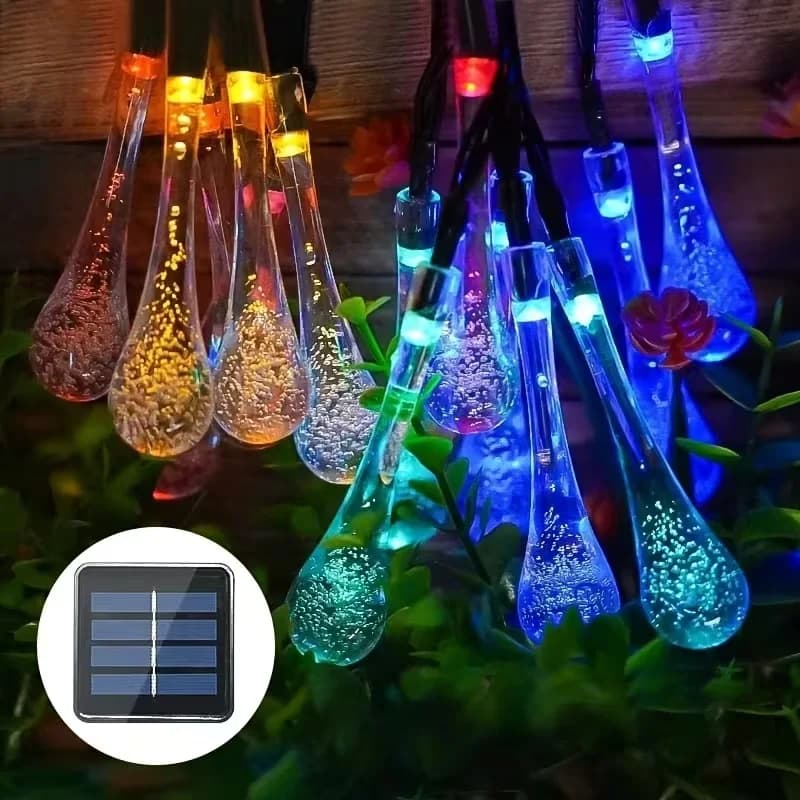 Luci a stringa solari a bolle d'acqua da 20/30/50 LED, 8 modalità, per decorazioni natalizie, matrimoni, Halloween e atmosfera festiva