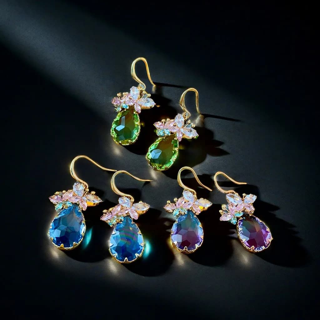 Tendenze della moda orecchini geometrici in cristallo di zircone per le donne orecchini pendenti con goccia d'acqua a farfalla gioielli per l'orecchio di lusso per la festa