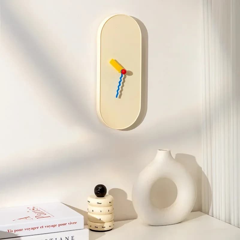 Orologio da Parete in Stile Crema in ABS per Arredamento Casa, Decorazione Soggiorno, Orologio da Tavolo Silenzioso, Orologio Verticale