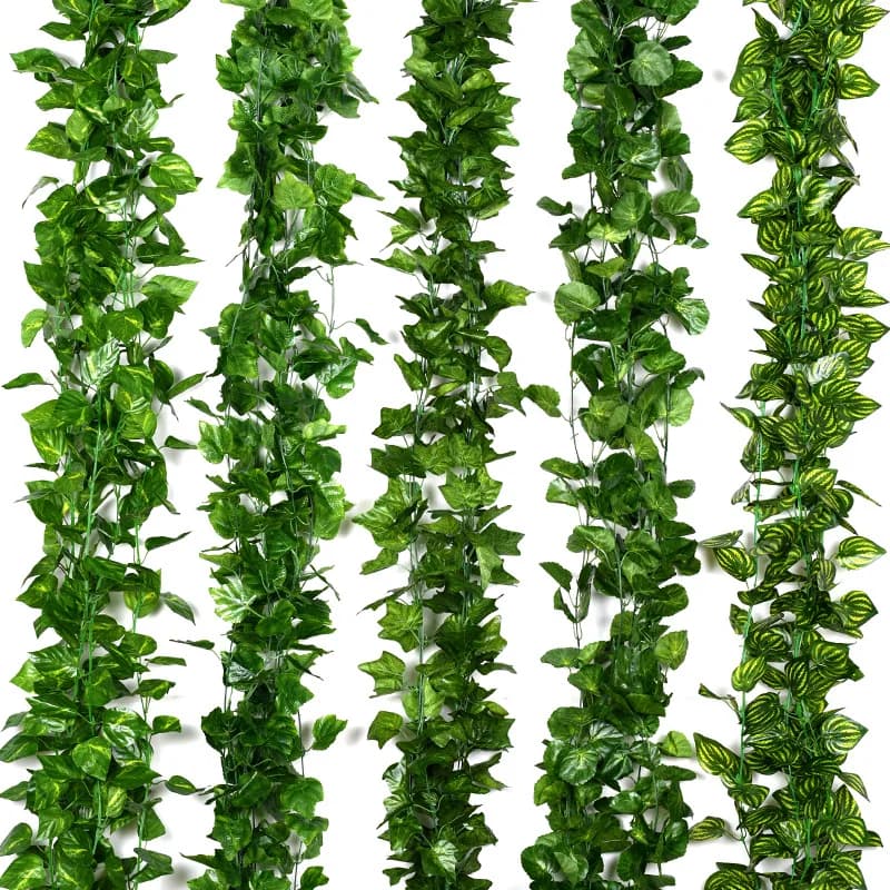 230 centimeters Vivid Artificial Plants Creeper Grape Green Edera Leaf Garland For House Garden Party of Nutial Wall Decoration Rattan String