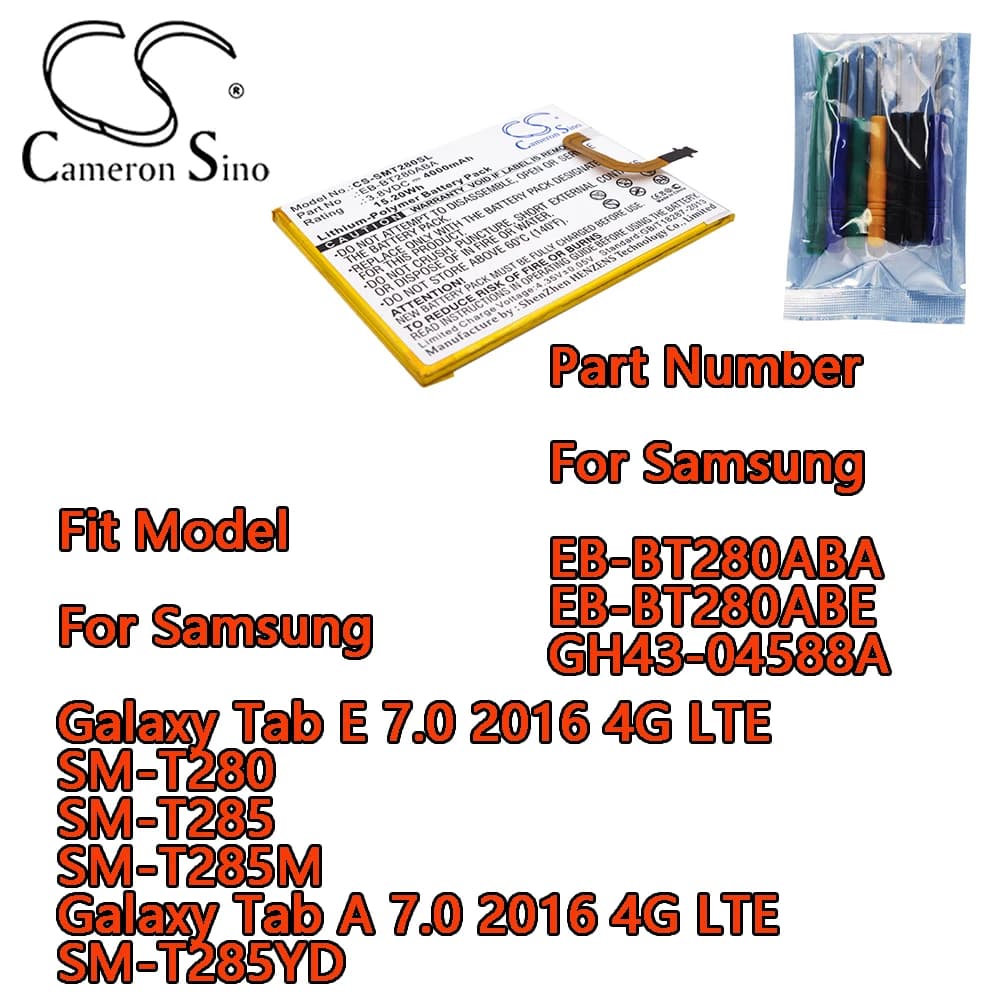 Batteria tablet 4000mAh per Samsung Galaxy Tab E 7.0 2016 4G LTE SM-T280 SM-T285 SM-T285M Galaxy Tab A 7.0 2016 4G LTE SM-T285YD