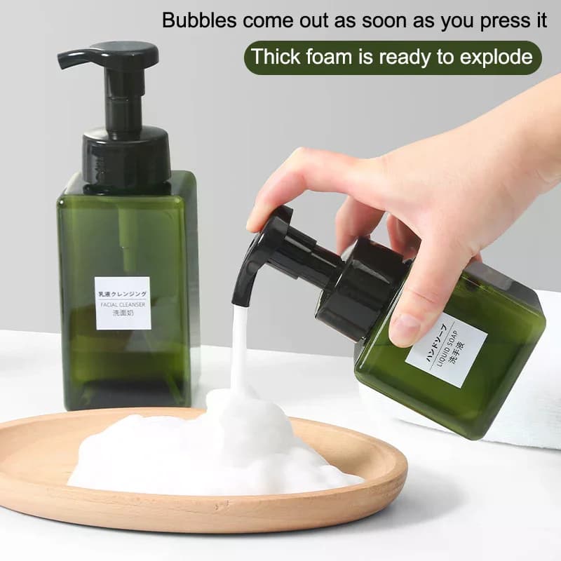 Dispenser Portatile per Sapone Schiumogeno 250/450/650ml, Bottiglia con Pressione Manuale per Gel Doccia e Liquidi Schiumosi