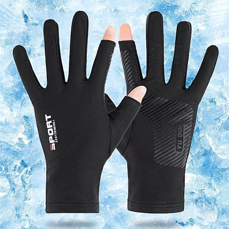 1 paio di guanti da moto traspiranti in seta di ghiaccio antiscivolo anti-UV guanti da motociclista per sport all'aria aperta guanti protettivi per le mani