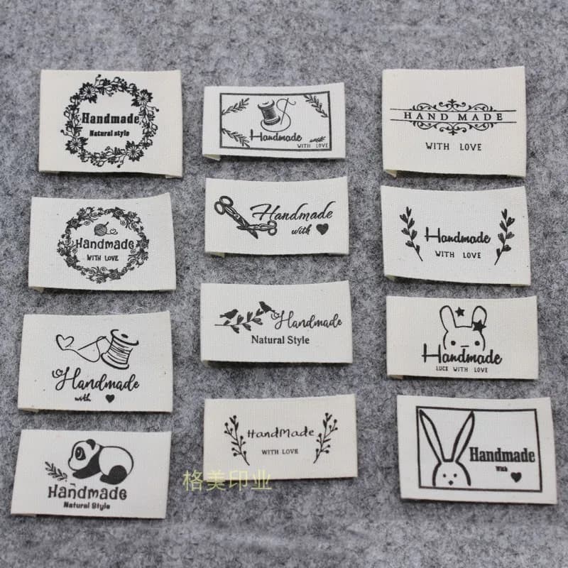 ‌ Etichette per abbigliamento in cotone fatte a mano stampate personalizzate, etichette per la cura del lavaggio morbido fai-da-te per abbigliamento per bambini, etichette in tessuto fai-da-te etichette per abbigliamento