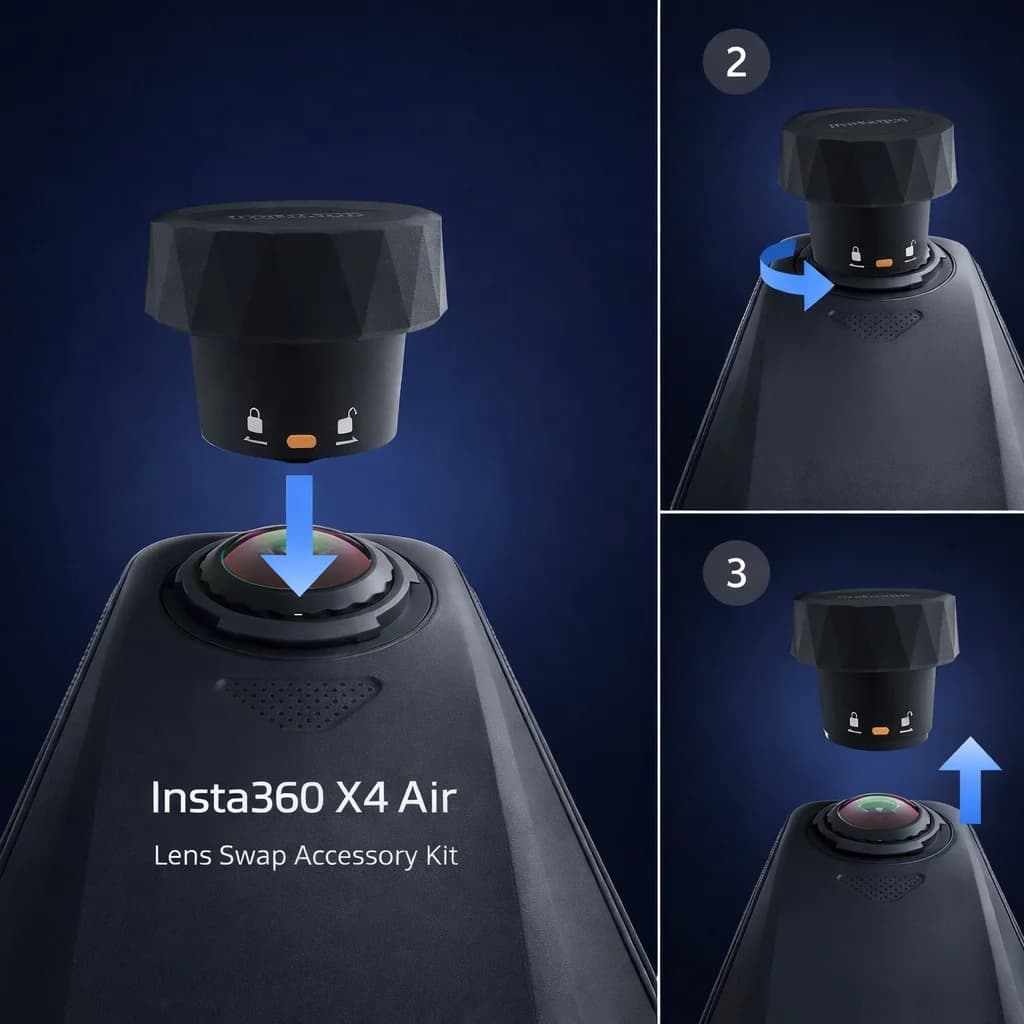 Insta360 X4 Air Replacement Optical Lens Kit, DIY Lens Repair, Includes Cleaning Tools, Single Lens
