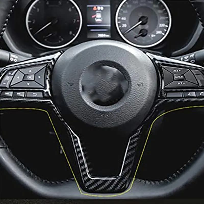 Compatible Carbon Fiber Steering Wheel Decoration Cover Frame Trim for Rogue Sentra Kicks LEAF Accessories