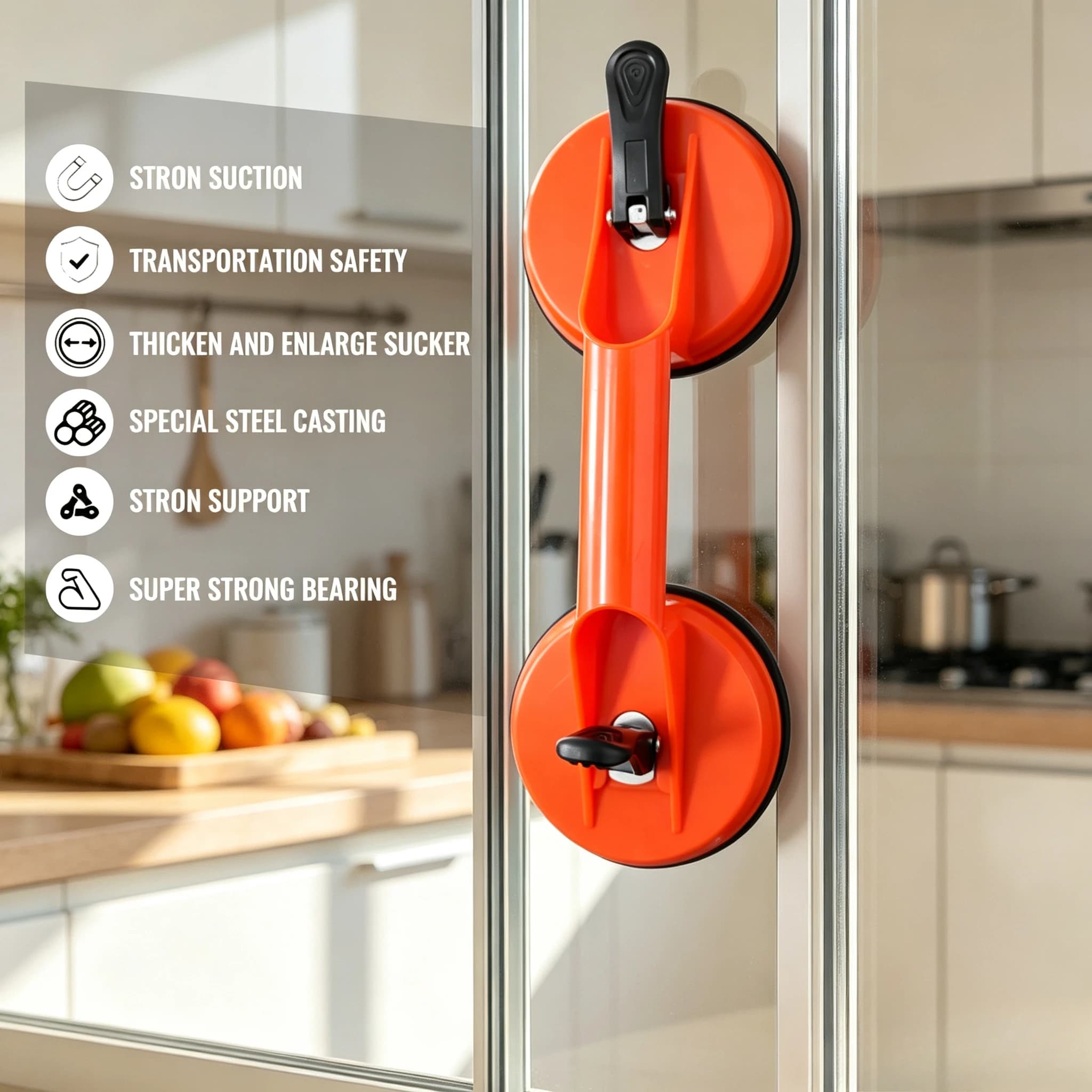 New Heavy Duty Vacuum ABS Handle Holder Glass Lifting Suction Cups for Lift Floor Tile Auto Car Windshield Repair Hand Tools