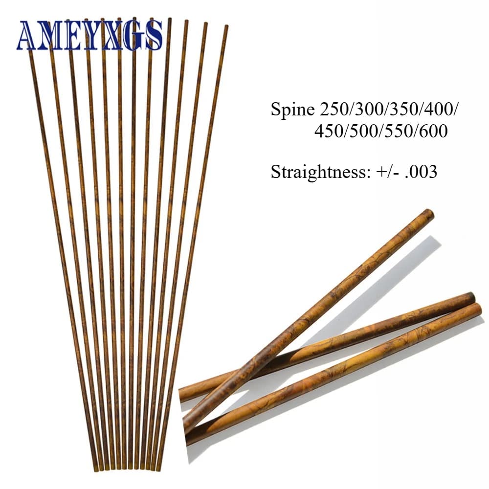 6/12 pezzi tiro con l'arco freccia in carbonio puro albero 30 pollici colonna vertebrale 250-600 ID 6.2mm diametro esterno 7.2mm rettilineità +/-.003 fai da te per tiro con l'arco da caccia