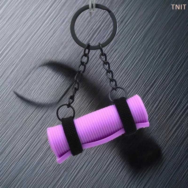 Yoga Mat Mini Foam Roller Keyring Sports Style Silicone Foam Keychain Trinket Creative How To Yoga Keychain