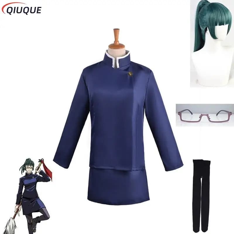Maki Zenin Costume Cosplay Parrucche Gonna superiore Zenin Maki Occhiali Halloween Party Donna Anime Uniforme