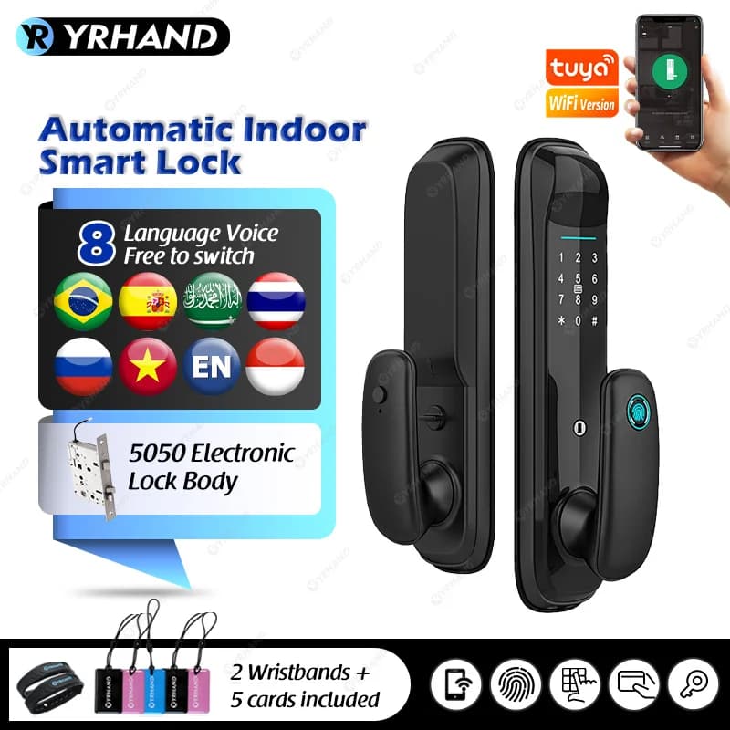 YRHAND Tuya Wifi serratura elettronica digitale per Smart Home serratura digitale biometrica serratura intelligente per impronte digitali