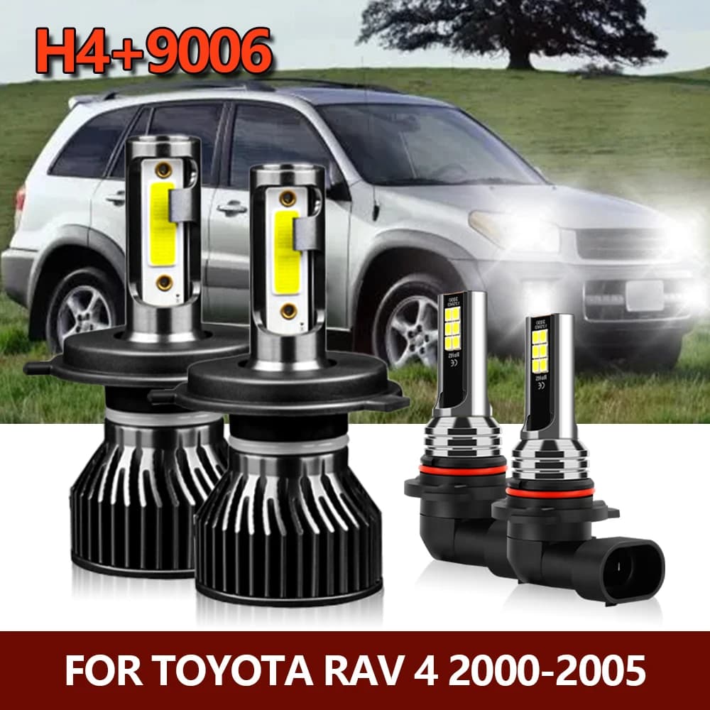 4x LED Faro Hi/Lo Lampadine Fendinebbia H4 9006/HB4 Luci Luminose Kit Lampade Per Toyota RAV 4 RAV4 2000 2001 2002 2003 2004 2005