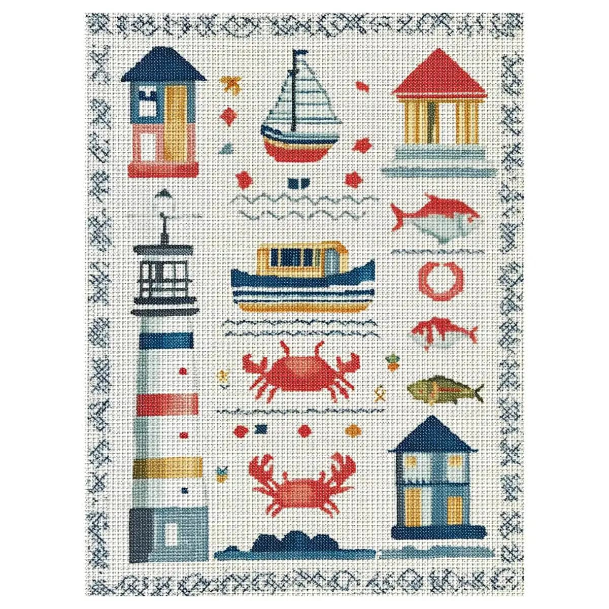 1pc 30X40CM/11.8*15.74inch Seaside lifestyle Stamped Cross Stitch Kit DIY Kit 11/14/16CT DIY Embroidered Set DIY Cross-Stitch